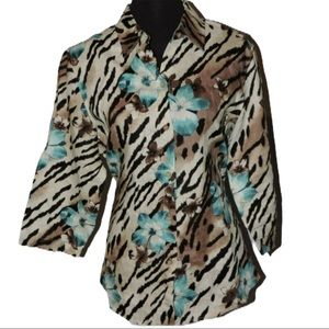 Additions by Chicos 2 Linen Top Wooden Buttons 12